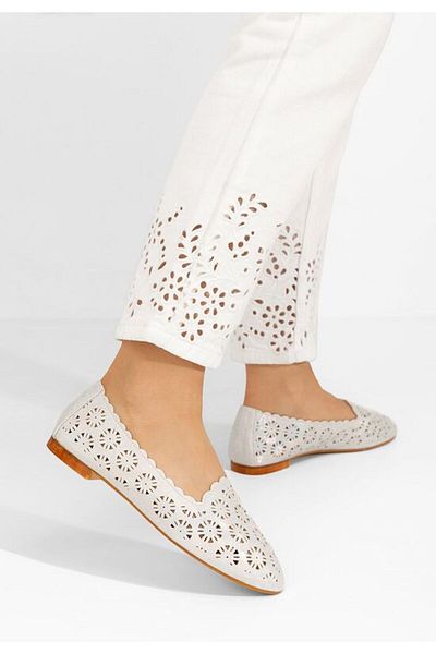B T Shoes Balerina de damă Joella albi