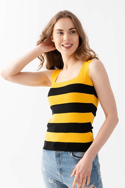 Irmak Kerekli Women's Yellow - Black Square Neck Knitwear Athlete Knitwear Blouse 4041