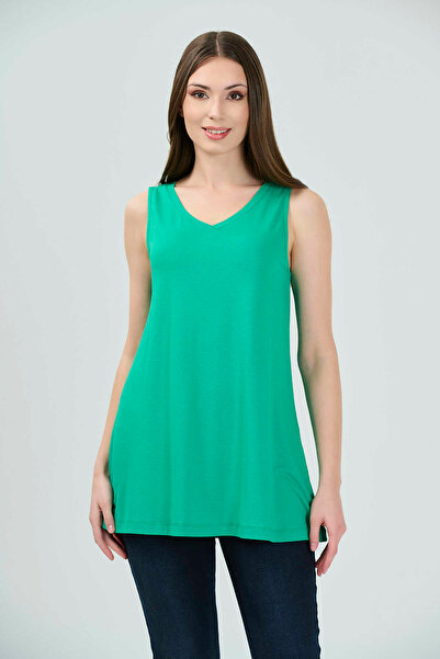 TOLGA SARAÇOĞLU Αμάνικο μίντι μπλουζάκι με λαιμόκοψη σε σχήμα V oversized - Ά...