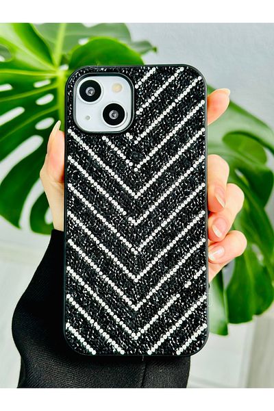Go Aksesuar حافظة سيليكون متوافقة مع هاتف Iphone 14 و15 بتصميم ماسي مرصع بأحجار الراين اللامعة