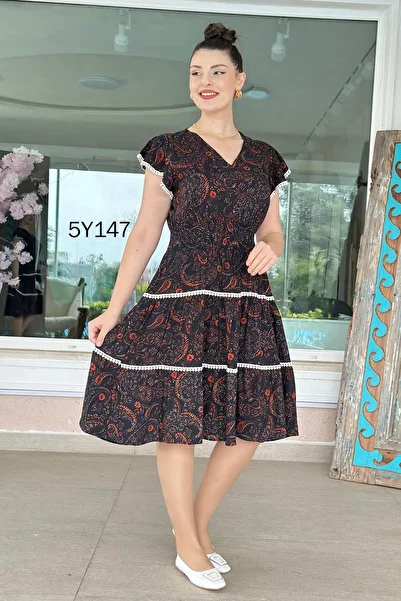 İnce Topuk Guipure Guipure Viscose Dress 5Y147
