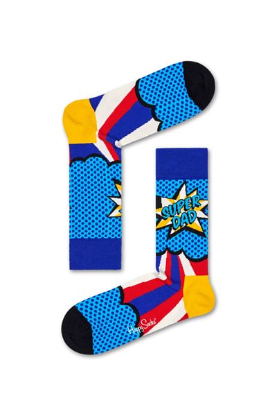 Shuttle Park Εισαγόμενη ειδική σειρά Unisex Happy Super Dad Πολύχρωμες κάλτσες με μοτίβο διασκεδαστικά σχέδια Κάλτσες με στυλ