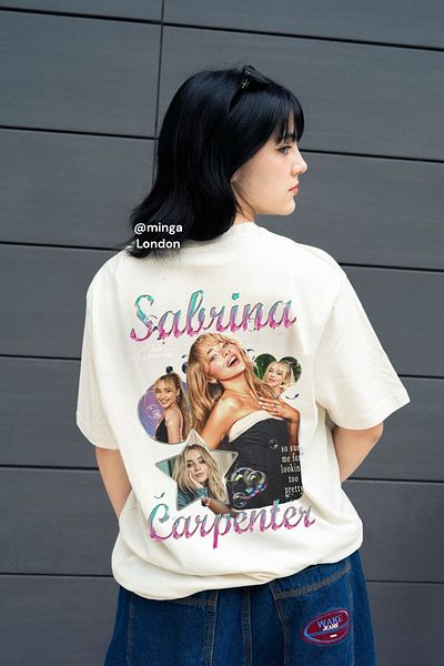 Minga London Sabrina Carpenter Over White Oversize T-Shirt泡泡特别设计新季