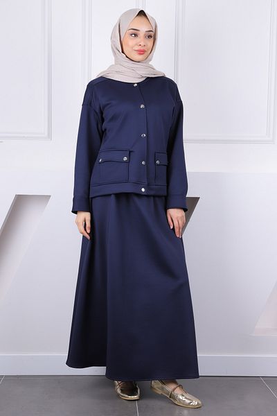 İmajButik Σετ φούστας Navy Blue Scuba Jacket