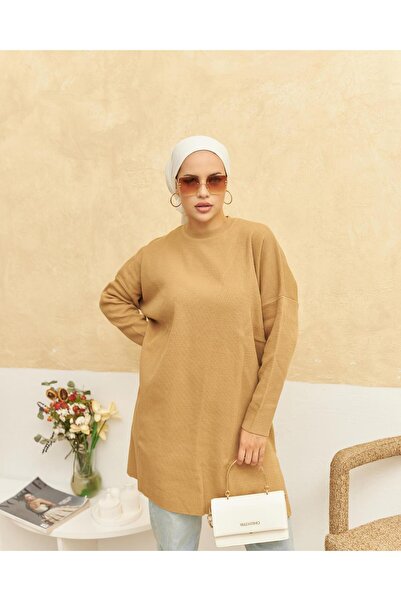 Nissra Πλεκτό τούνικ Ankanoor Camel Anka256329