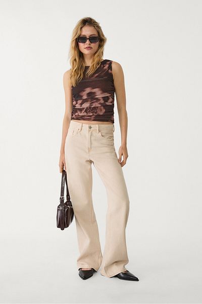 Stradivarius Printed tulle top