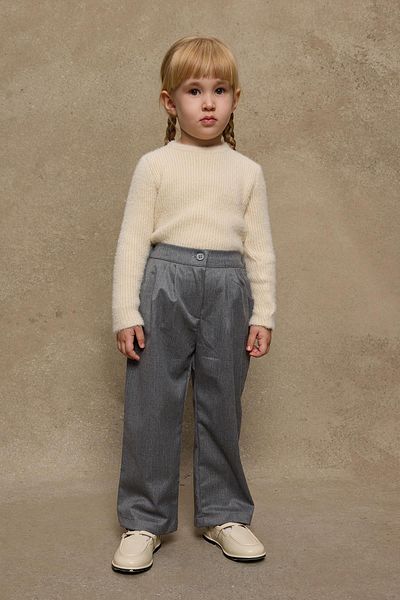 Fahhar Kids Light Gray Trousers - Pleat Detailed