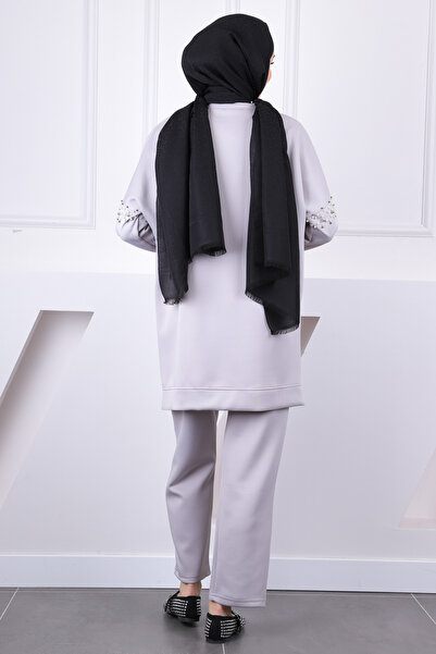 İmajButik Gray Shoulder Pearl Scuba Suit