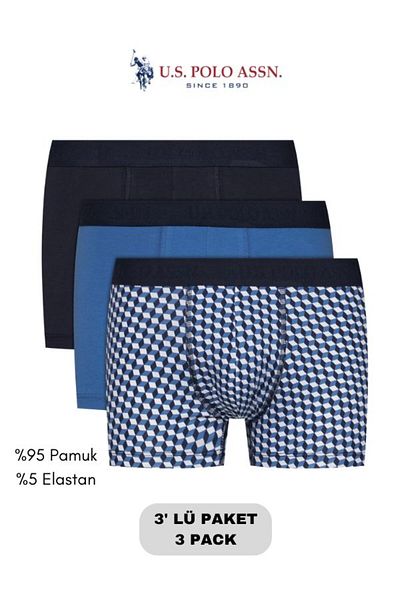 U.S. Polo Assn. Men's 3-Piece Boxer Set 95% Cotton 5% Elastane Uspa Licensed Boxed