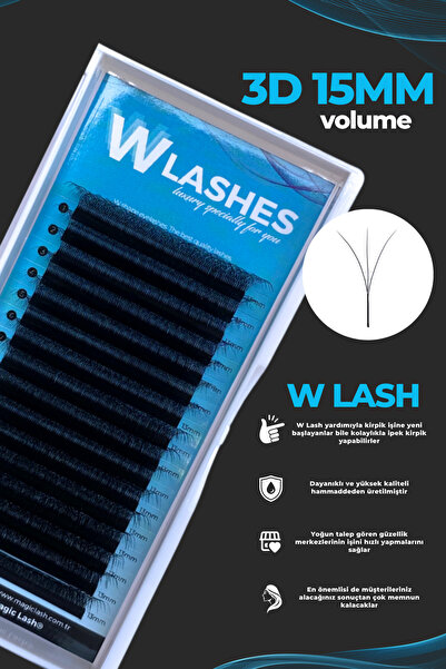Magic Lash 3D Volume 15 MM Uzunlukta W Lash İpek Kirpik Ekonomik 16 Sıra