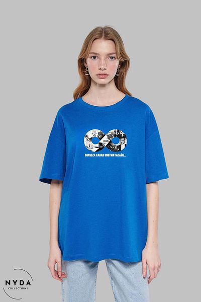 Nyda Collections Unisex Crew Neck Ataturk Infinity Sign Βαμβακερό μπλουζάκι με κοντό μανίκι