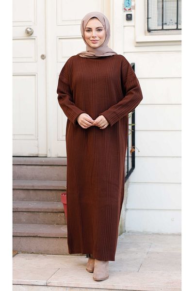 Pamuk Butik Women's Ribbed Long Knitwear Dress