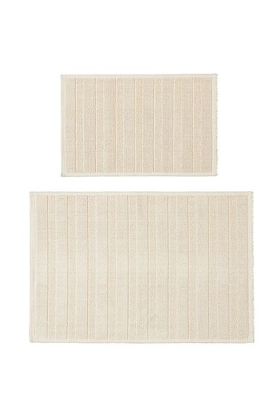 Ocean Home Textile مجموعة من سجادات الحمام المزخرفة بخطوط ملونة من القطن قابلة للغسل