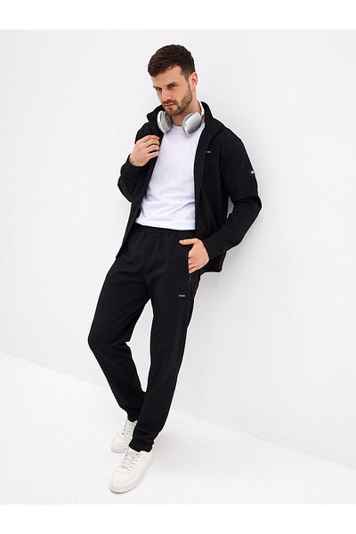 NEED LİFE Soft Textured Stand Collar Comfort Fit Patterned Fabric Basic Tracksuit Set