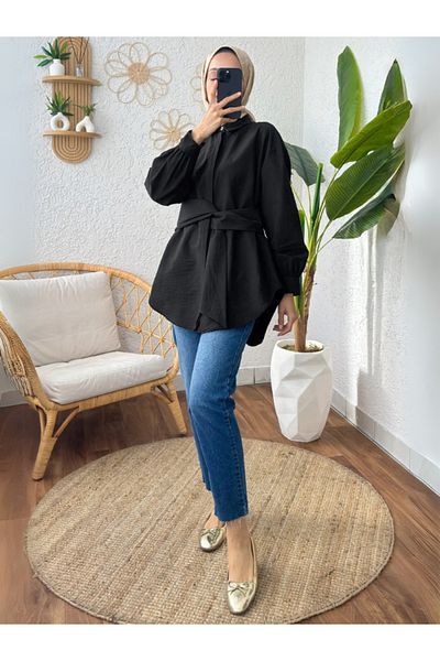 Rhythm Clothing Comfortable Fit, Seasonal, Belt Detailed, Tunic Length Women's Shirt