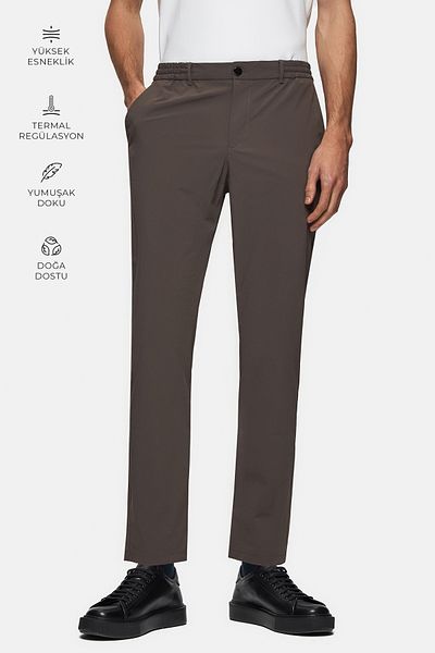 D'S Damat Παντελόνι Jogger με χαλαρή εφαρμογή Mink Dobby Λεπτό και ελαφρύ Rpt