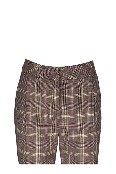 KAMEYA Simli Pembe Ekose Pantolon