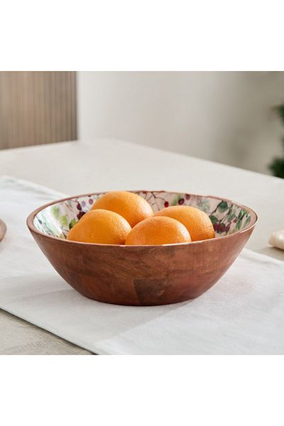 Home Box Berry Wooden Salad Serving Bowl - 24x24x8 cm