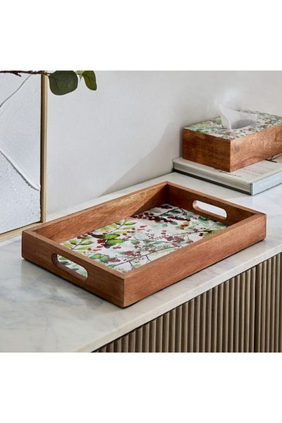 Home Box Berry Wooden Tray - 38x25x4.5 cm