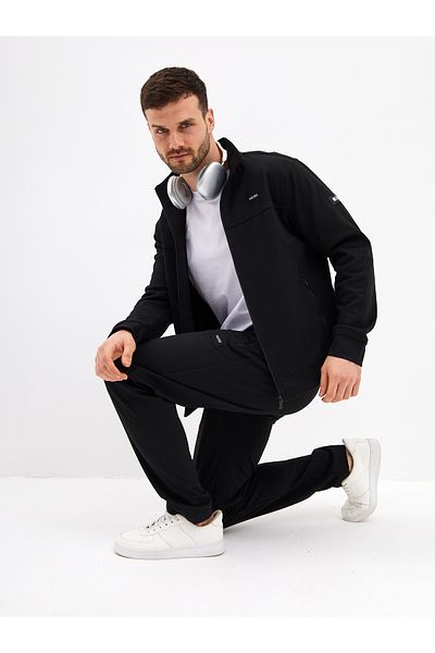 NEED LİFE Soft Textured Stand Collar Comfort Fit Patterned Fabric Basic Tracksuit Set