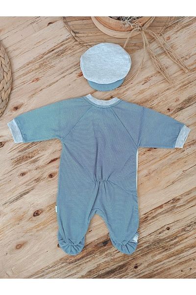 Tomuycuk Baby Boy Rompers with Striped Raglan Hat Navy Blue Baby Clothing Baby Outfits