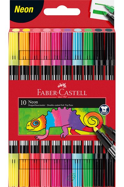 Faber Castell Markers 10 Colors Dual Tip Neon Colors Faber-Castell