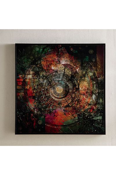 Home Box Fossel Mandala Framed Canvas with ABS High Gloss Surface - 60x60x3 cm