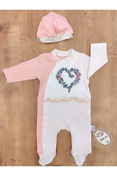 Tomuycuk Baby Girl Jumpsuit Flower Embroidered Long Sleeve Footed Gift 100% Cotton Newborn Baby Clothing