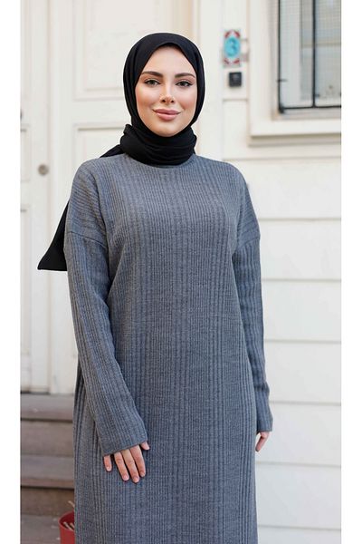 Pamuk Butik Women's Ribbed Long Knitwear Dress