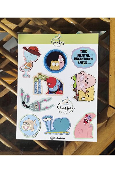 iraskas design ملصق سبونج بوب / سبونج بوب سمارت |   2 قطعة من ملصقات A5 |   أ...