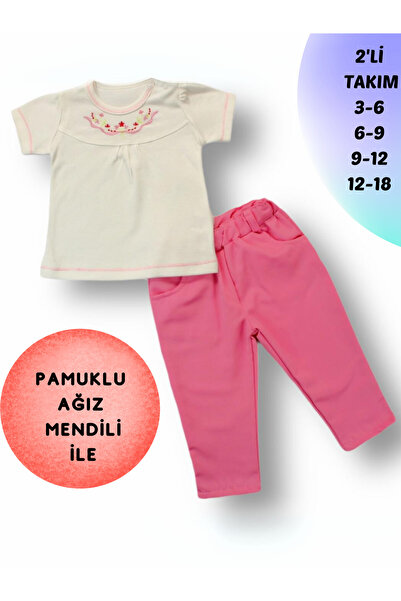 Tomuycuk Pembe Neon Kız Bebek & Çocuk 2'li Takım - %100 Pamuklu Bebek Alt Üst...