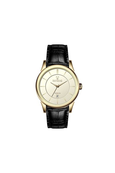 Raymond Rym-631721 Classic Men's Wristwatch - 2 Year Warranty - Stainless Steel Case and Leather Band