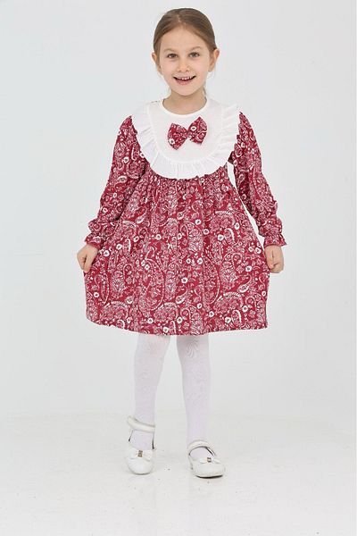 ANGELOS GIRLS Rochie pentru fetiță cu guler și fundă din țesătură 12188