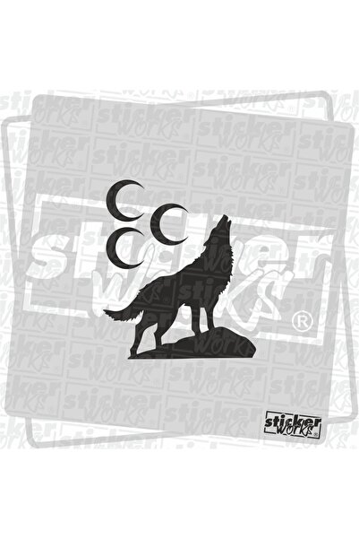 Sticker Works ثلاثة ملصقات الذئب الهلال