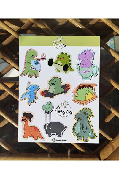 iraskas design مجموعة ملصقات الديناصورات |   2 قطعة ملصق A5 |   أجندة، مخطط، ...