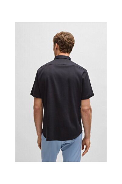 BOSS Örgü pamukta normal kesim gömlek