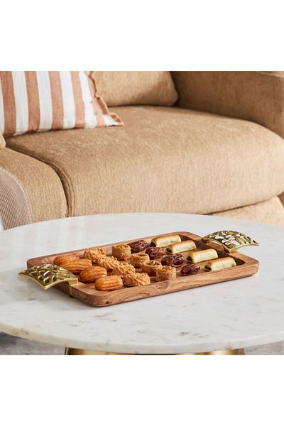 Home Box Sama Wooden Tray with Aluminium Handle - 49x26x5 cm