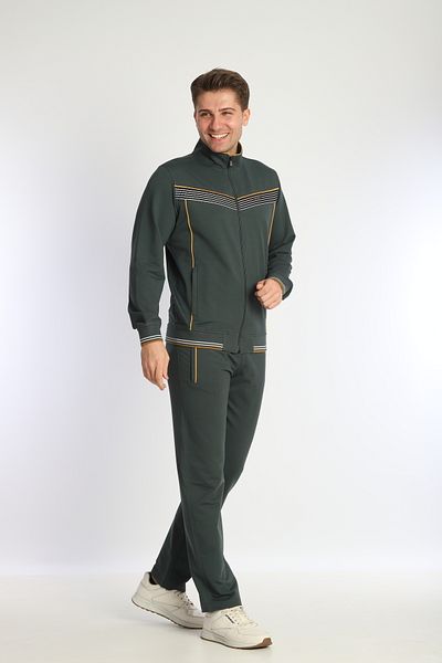 NEED LİFE Men's Stand-Up Collar Standard Fit Line Detailed Zippered Straight Leg Tracksuit Set