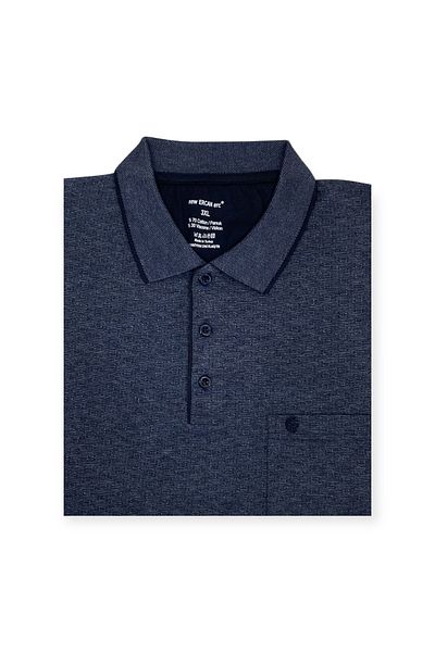 Sadık Collection Ercan Ανδρικό μπλουζάκι με βαμβακερό ζακάρ γιακά μεγάλου μεγέθους με τσέπη 0141