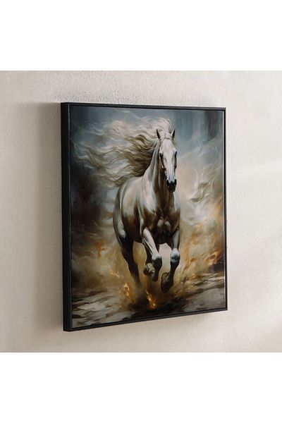 Home Box Fossel Running Horse Framed Canvas with ABS High Gloss Surface - 60x60x3 cm