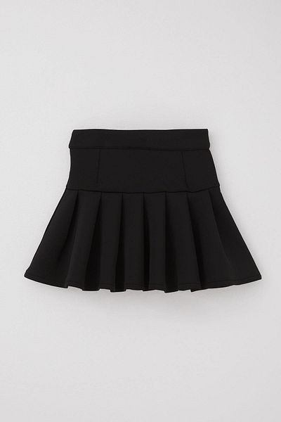 Breeze Fusta mini pentru fetiță, cu detaliu cu fermoar plisat, 7-12 ani, negru