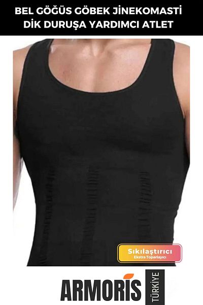 Armoris New Generation Waist Chest Belly Gynecomastia Tightener Men's Extra Belly Firming Black Corset Undershirt