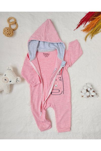 Tomuycuk Ef Cartoon Baby Girl Hooded Jumpsuit Pink Gift Baby Clothing