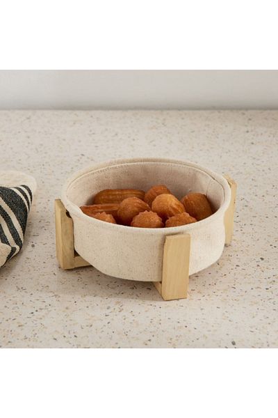 Home Box Bella Circle Bread Baskets with Wooden Stand - 15x15x5.5 cm