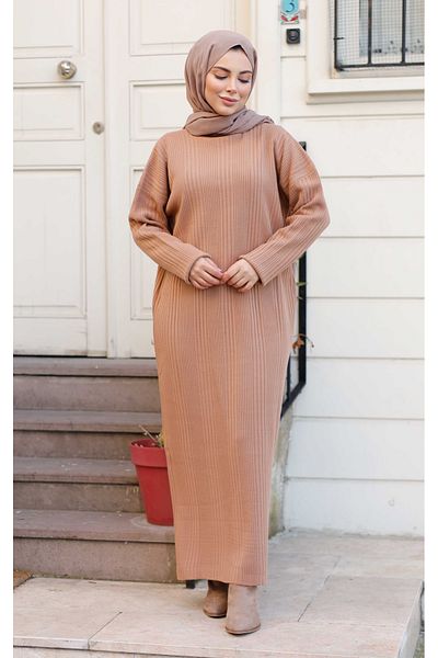 Pamuk Butik Women's Ribbed Long Knitwear Dress