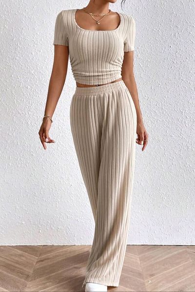 missamour Women's 2-Piece Tracksuit Set Crop Sweatpants Set