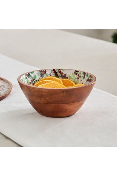 Home Box Berry Wooden Salad Eating Bowl - 17x17x6.5 cm