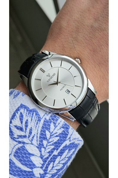 Raymond Rym-631721 Classic Men's Wristwatch - 2 Year Warranty - Stainless Steel Case and Leather Band