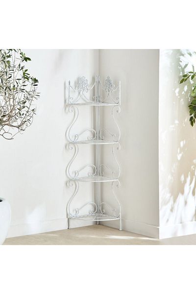 Home Box Vista Classic 4-Tier Metal Corner Shelf Planter Stand - 47x33x136 cm
