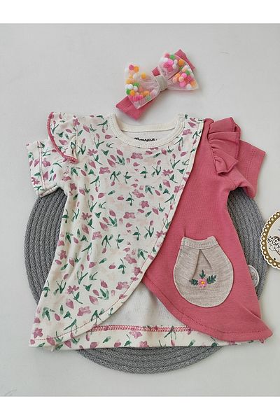 Tomuycuk 3-Piece Baby Girl Kids Set Summer Short Sleeve 3-6-9-12 Months Baby Sets Outfits Clothes